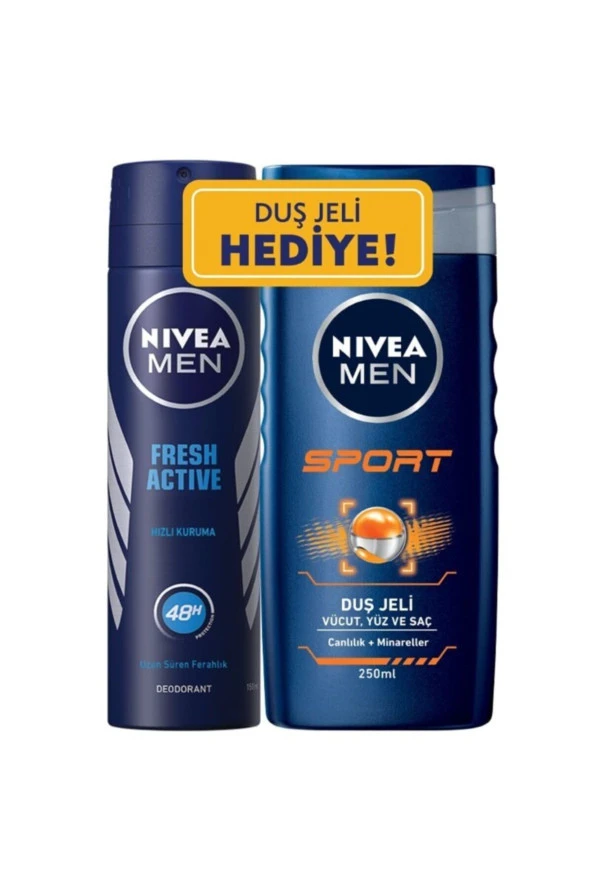 Nivea Fresh Sprey Deodorant 150 Ml Erkek + Sport Duş Jeli 250 Ml Erkek