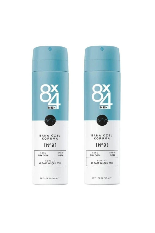 8x4 Men Sprey Deodorant Cool Dry 9 No 150 ml 2 Adet