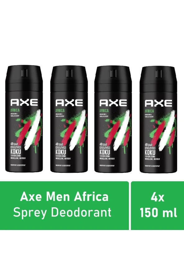 Axe Erkek Deodorant Sprey Africa 150 ml 4'lü Adet