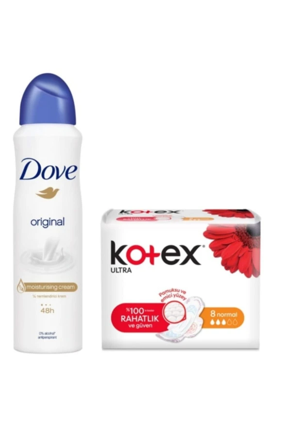 Dove Deodorant Original 150 ml + Kotex Normal 8'li Ped Hediye