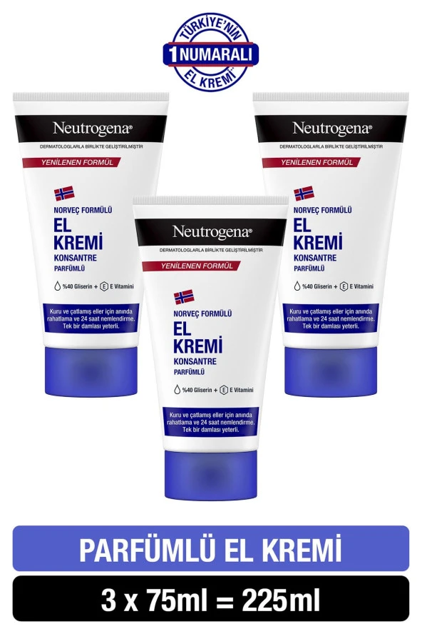 Neutrogena Norveç Formülü El Kremi Parfümlü 75 ml 3 Adet
