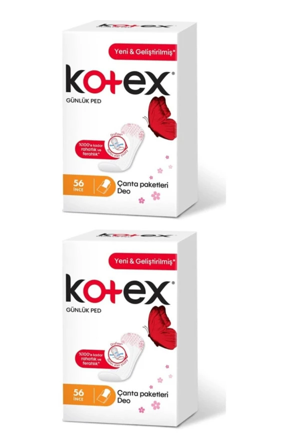 Kotex Günluk Ped İnce 56'lı 2 Paket