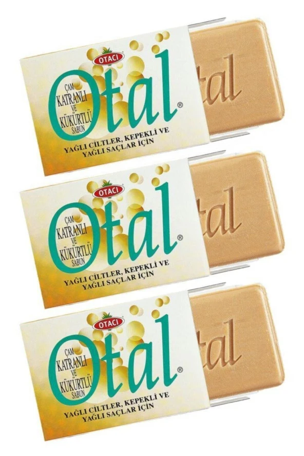 Otacı katranlı.kükürtlü sabun,kepekli saçlar.yağlı ciltler 80gr 3 Adet