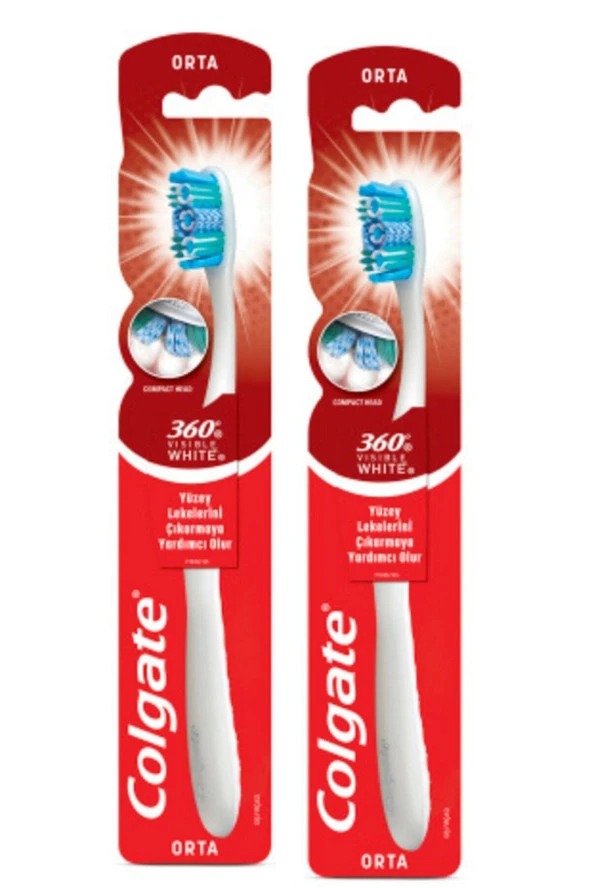 Colgate Visible White Diş Fırçası  360 Medium 2 Adet - 2