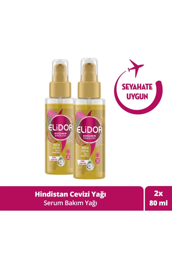 Elidor Doğanın Enerjisi Serum Saç Bakım Yağı Hindistan Cevizi Yağı 80ml2 Adet