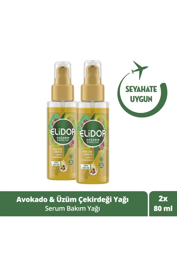 Elidor Doğanın Enerjisi Serum Saç Bakım Yağı Avokado Ve Üzüm Çekirdeği Yağı 80ml 2 Adet