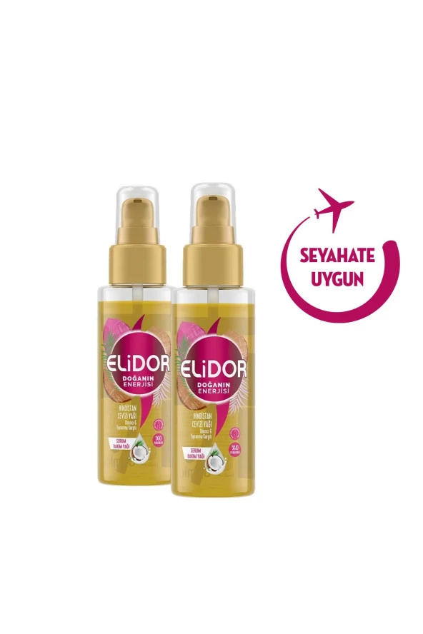 Elidor Doğanın Enerjisi Serum Saç Bakım Yağı Hindistan Cevizi Yağı 80ml2 Adet - 2
