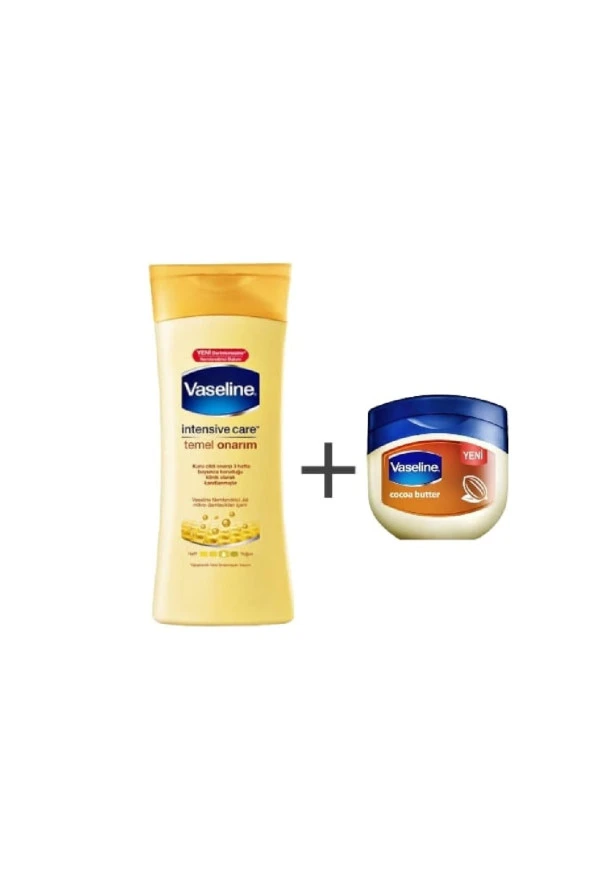 Vaseline Vücut Losyonu Temel Onarım Essential 400ml+Cocoa Butter Nem.Jel 100ml