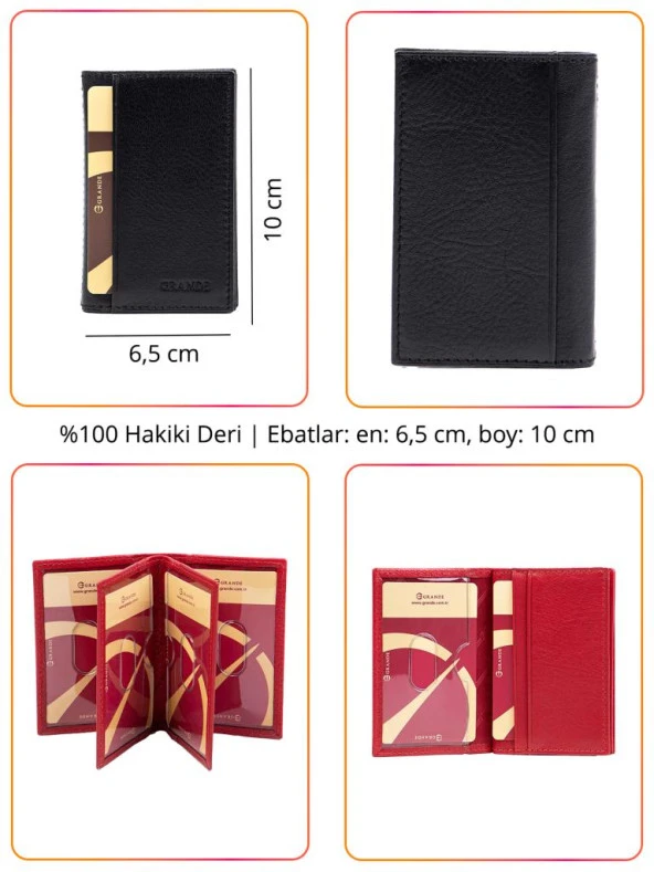 Grande Hakiki Deri Erkek Kartlık Kırmızı 825 - 2