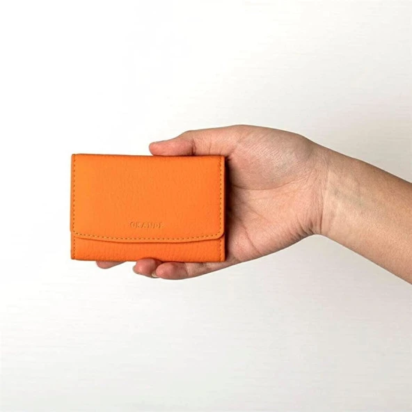 Grande Hakiki Deri Kartlık Turuncu 841 - Resim 4