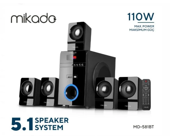 Mikado MD-581BT 5+1 Usb+SD+FM Destekli Multimedia Bluetooth Speaker - 2