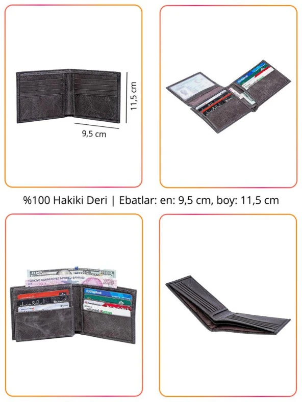 Grande Hakiki Deri Erkek Cüzdan Siyah 1729 - Resim 2