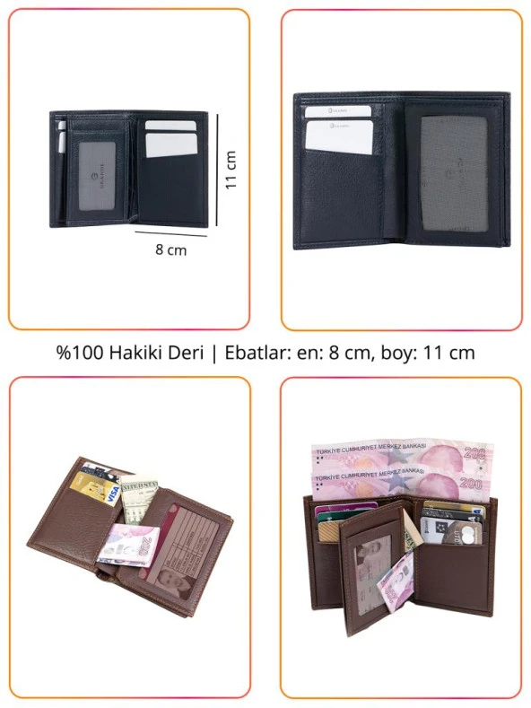 Grande Hakiki Deri Erkek Cüzdan Siyah 1729 - Resim 5
