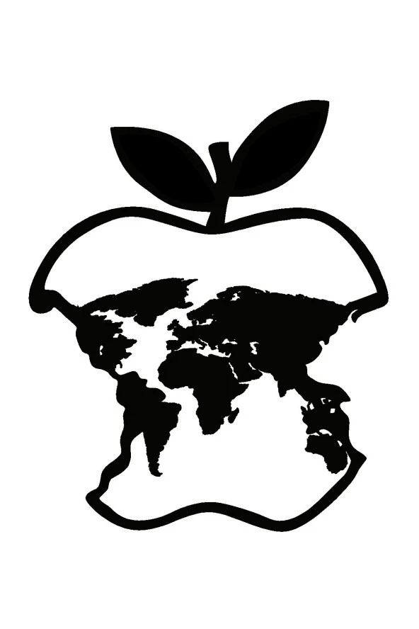 Isırılmış Elma Dünya Haritası Oto Sticker 25 x 30 Cm - 1