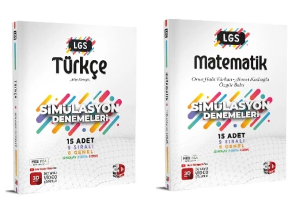 3D Yayınları LGS Simülasyon Türkçe ve Matematik Denemeleri (2 Kitap)