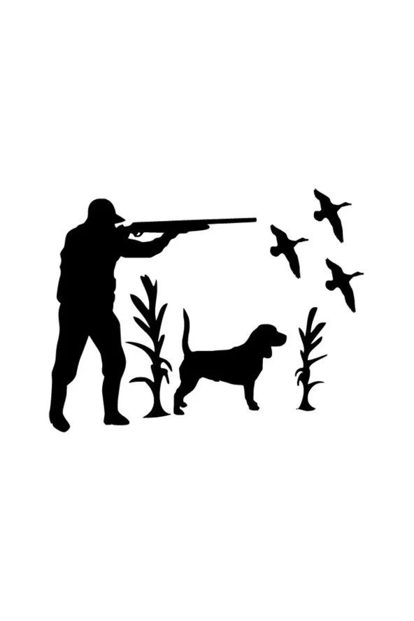 Kuş Avlayan Avcı Oto Sticker Siyah 25 x 20 cm