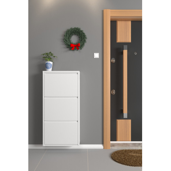 Formood Üçlü Metal Ayakkabılık Beyaz ürün görseli