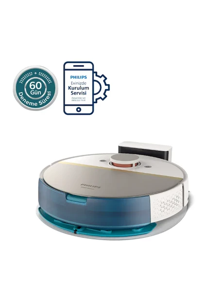 Philips HomeRun 7000 Serisi Aqua XU7000/02 Beyaz Gold Akıllı Robot Süpürge