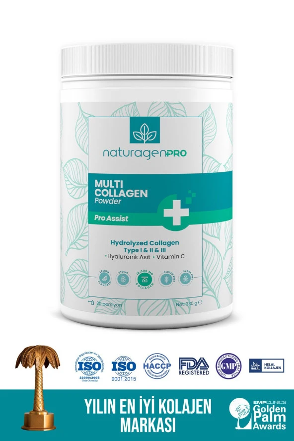 Naturagen Pro Kolajen Powder 330gr Tip 1-2-3 Limon Aromalı Hyaluronik Asit Ve C Vitaminli