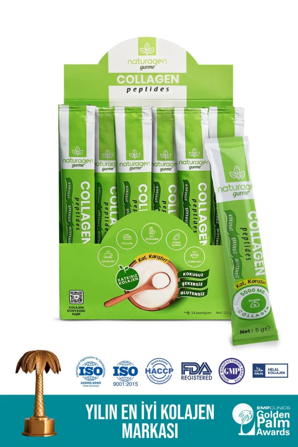 Naturagen Kolajen Gurme %100 Saf Collagen Peptides Stick 24x5g (tip 1&tip 3 Sığır Kolajen) Helal Sertifikalı