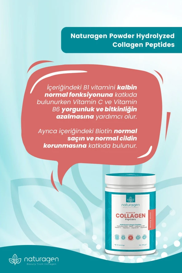 Naturagen Kolajen Powder Yeşil Elma Aromalı 300 Gr(tip 1 ,tip 3 8.000 Mg Collagen Hyaluronik Asit,vitamin C) - 4