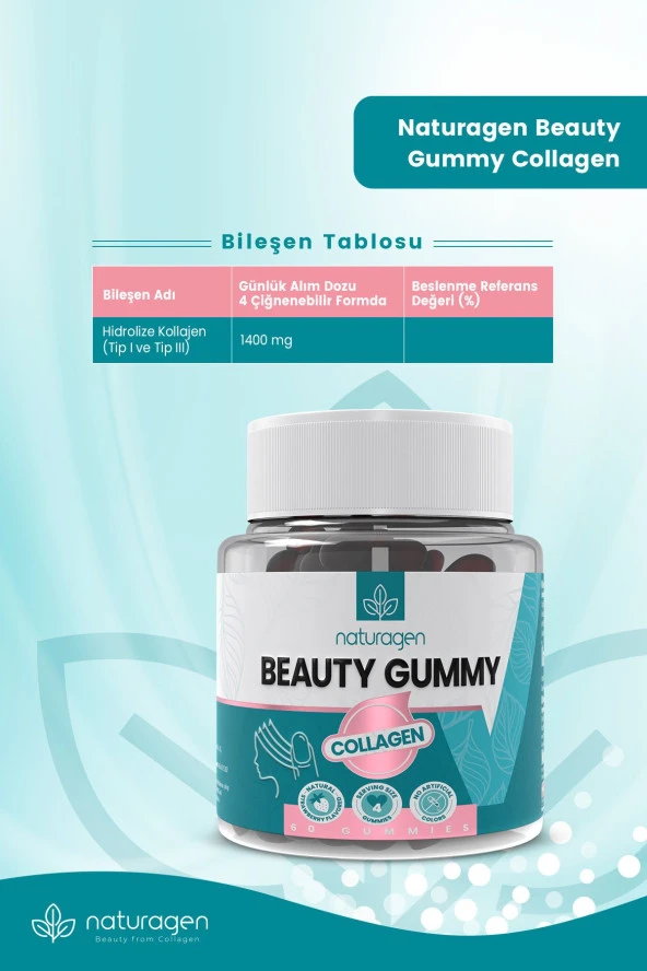 Naturagen Gummy 60 Adet Tip1&Tip3 Kollajen Içeren Çiğnenebilir Form - 2