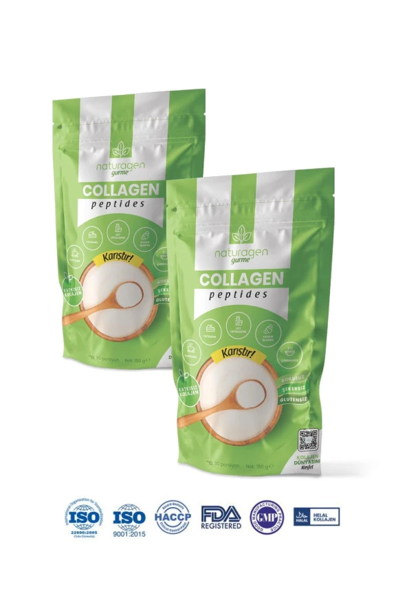 Naturagen Kolajen 2'li Gurme %100 Saf Collagen Peptides 150 gr (TİP 1&TİP 3 SIĞIR KOLAJEN PEPTİT) 2 X1 50 gram