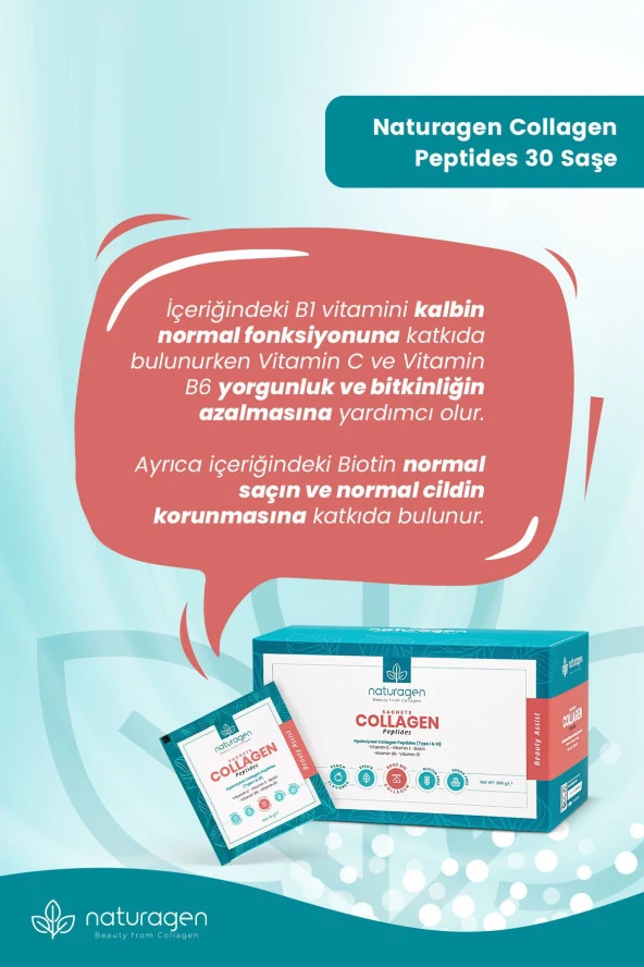 Naturagen Collagen Beauty 30'Lu Saşe Şeftali Aromalı Tip 1 & Tip 3 - 8.000 Mg Hidrolize Toz Kolajen - 4