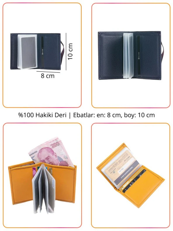 Grande Hakiki Deri Erkek Cüzdanı Sarı 325 - Resim 2