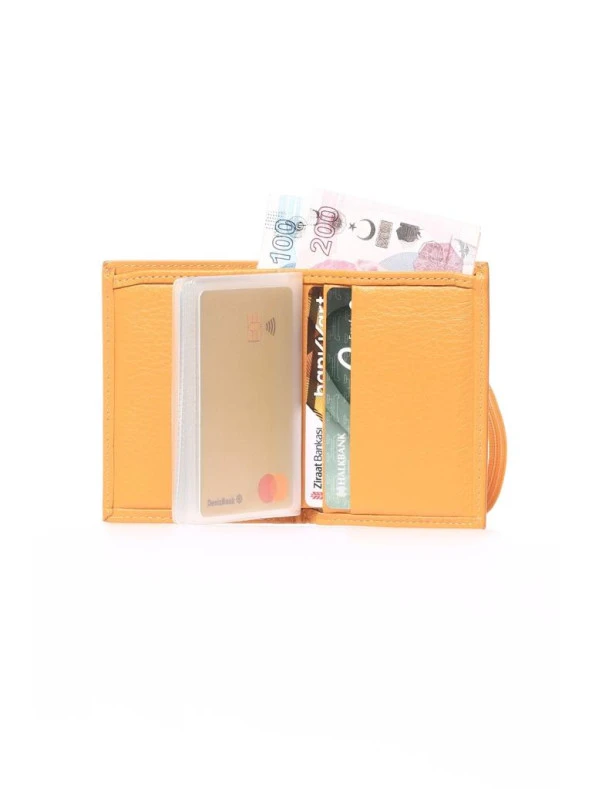 Grande Hakiki Deri Erkek Cüzdanı Sarı 325 - Resim 4