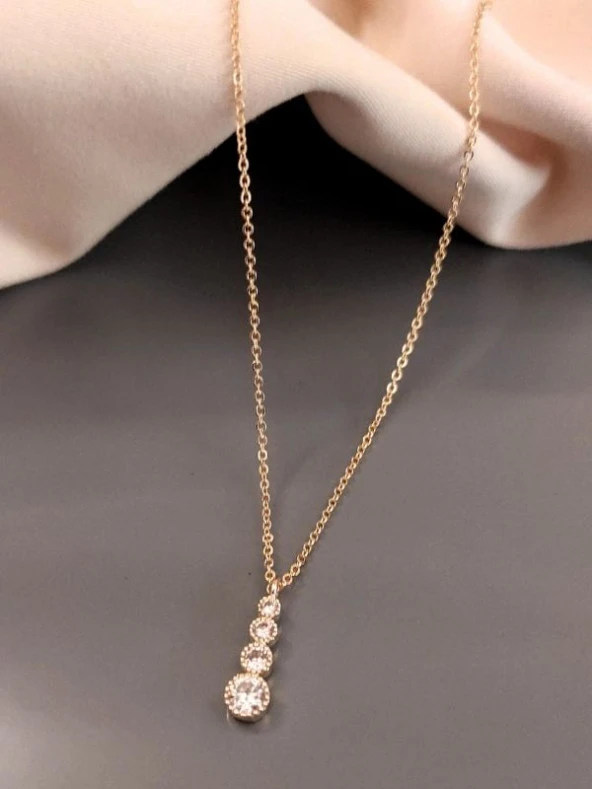 GOLD 4 BOY ZİRKON TAŞ KOLYE-KOL146 - Resim 2