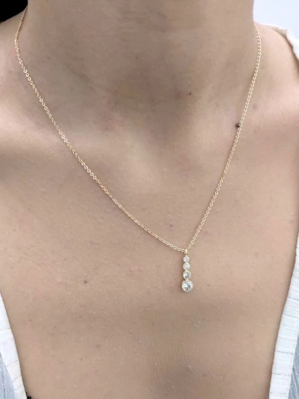 GOLD 4 BOY ZİRKON TAŞ KOLYE-KOL146 - Resim 3