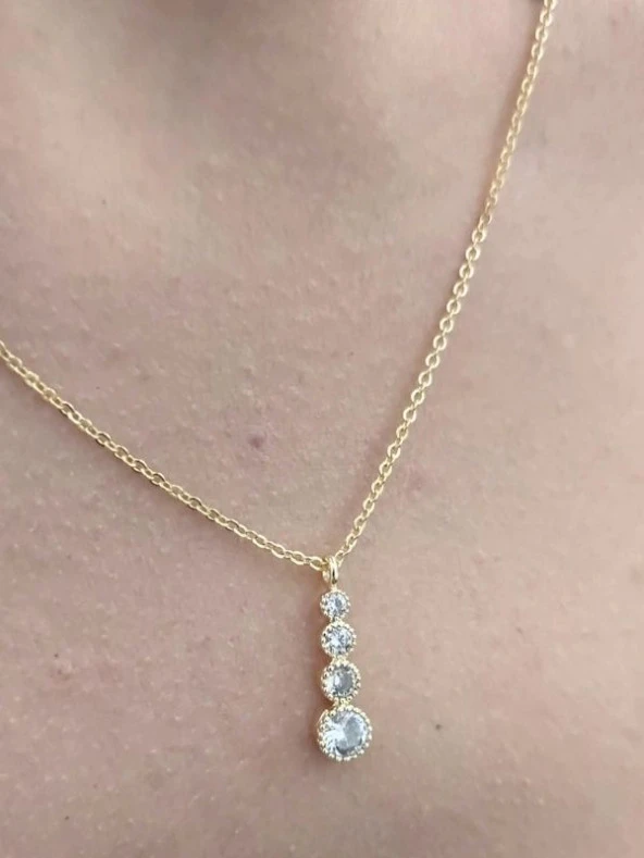 GOLD 4 BOY ZİRKON TAŞ KOLYE-KOL146 - Resim 4