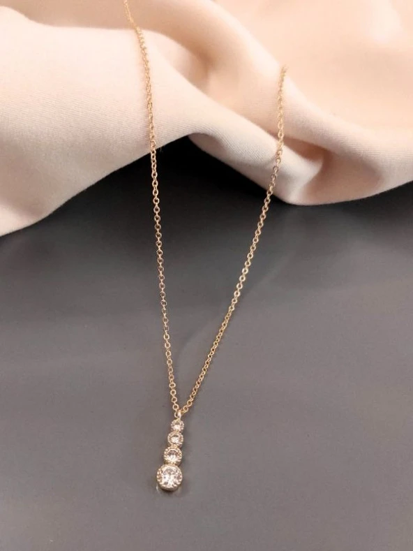 GOLD 4 BOY ZİRKON TAŞ KOLYE-KOL146 - Resim 5