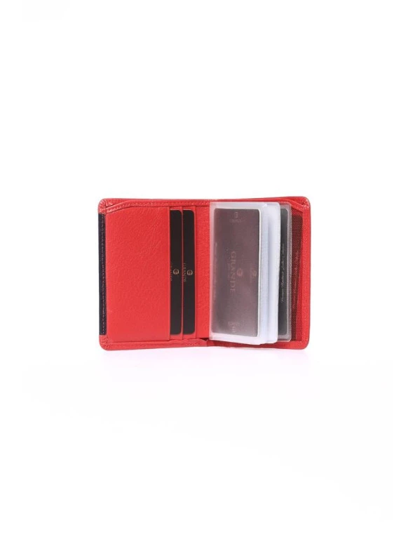 Grande Hakiki Deri Erkek Cüzdanı Kırmızı 702 - Resim 3