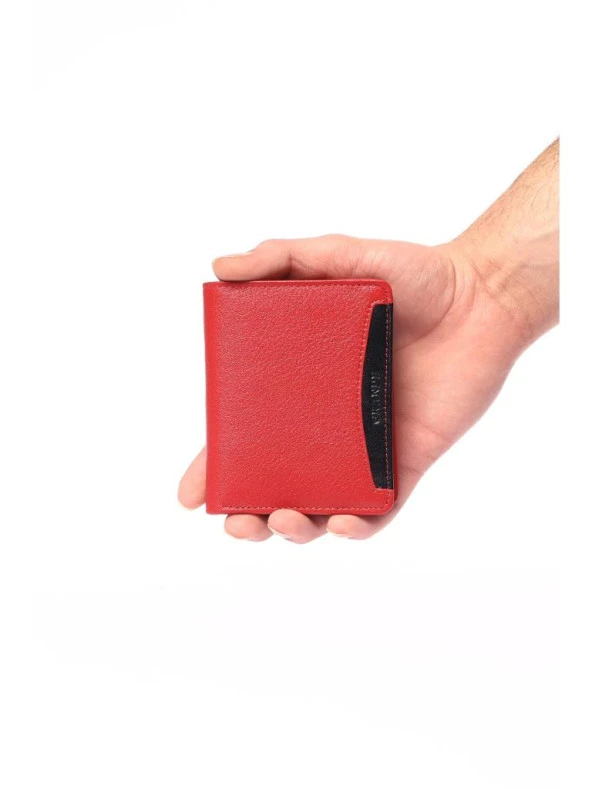 Grande Hakiki Deri Erkek Cüzdanı Kırmızı 702 - Resim 5