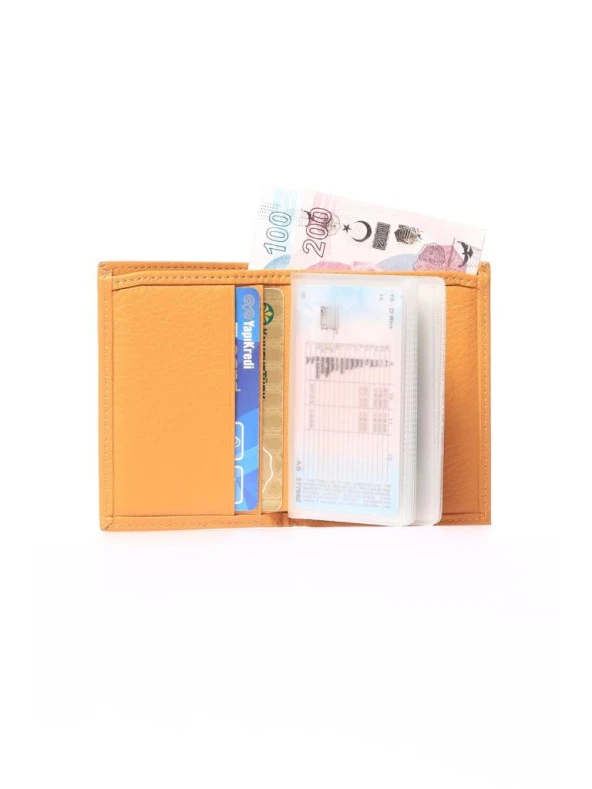 Grande Hakiki Deri Erkek Cüzdanı Sarı 325 - Resim 3