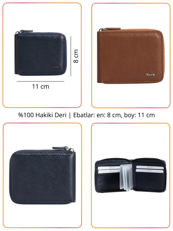 Grande Hakiki Deri Erkek Cüzdan Siyah 722 - Resim 2