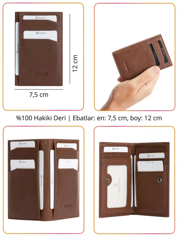 Grande Hakiki Deri Erkek Cüzdan Lacivert 726 - 2