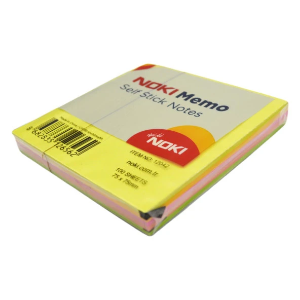 Noki Memo Stick Notes 75x75 mm Küp Neon Yapışkanlı Not Kağıdı 100 Yaprak 4 Adet 12042 - 3