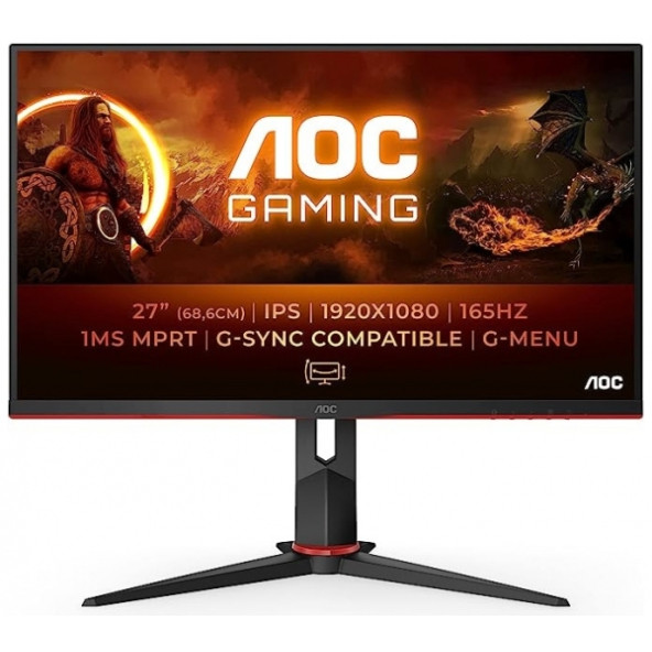 AOC Gaming 27G2SP/BK FHD Monitör, 165 Hz, 1 ms, FreeSync Premium (1920x1080, VGA, HDMI, DisplayPort) Siyah/Kırmızı