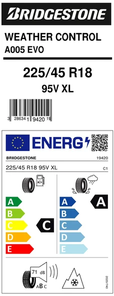 Bridgestone 225/45R18 95V Xl A005 Evo M+S C-A-71 4 Mevsim Oto Lastiği 2021 - Resim 2