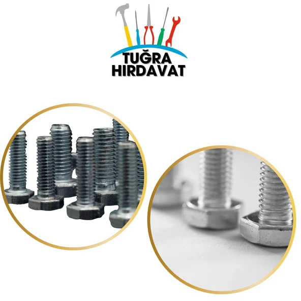 Çelik Cıvata 8X50 DIN933 Beyaz 50 Adet 8.8 Altıköşe - Resim 3