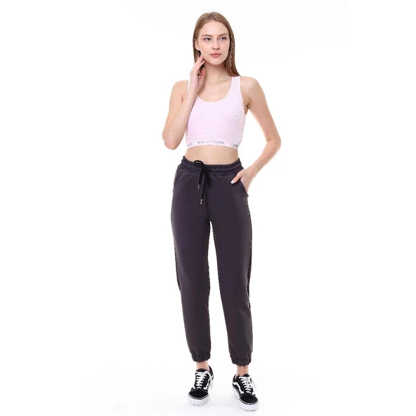 Kadın Jogger Scuba Tek Alt Eşofman Füme 3051 - Resim 2