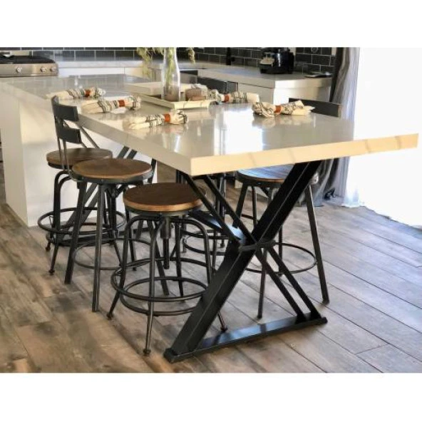 Demir Mobilya Ayağı Yemek Masası Metal Mutfak Masası - 3