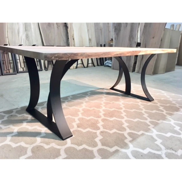 Mobilya Ayağı Metal Doğal Ahşaplı Masa Modeli - Resim 2