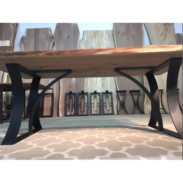 Mobilya Ayağı Metal Doğal Ahşaplı Masa Modeli - Resim 3