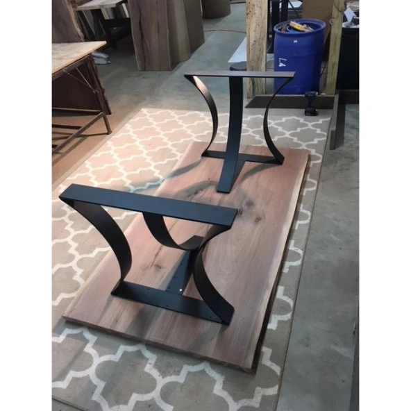 Mobilya Ayağı Metal Doğal Ahşaplı Masa Modeli - Resim 4