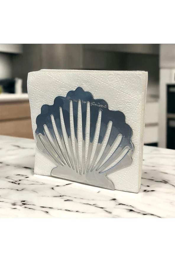 İstiridye Temalı Gümüş Metal Peçetelik