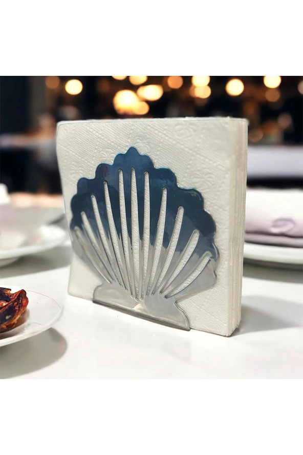 İstiridye Temalı Gümüş Metal Peçetelik - 2